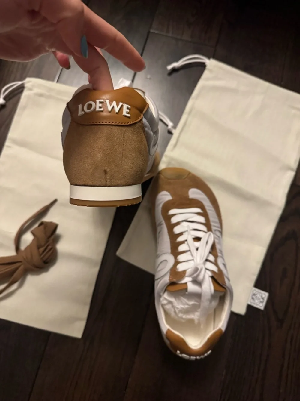 Loewe Ballet Runner 2.0 Sneakers Tennis Shoes size 38 NIB $890 Brown White Gray
